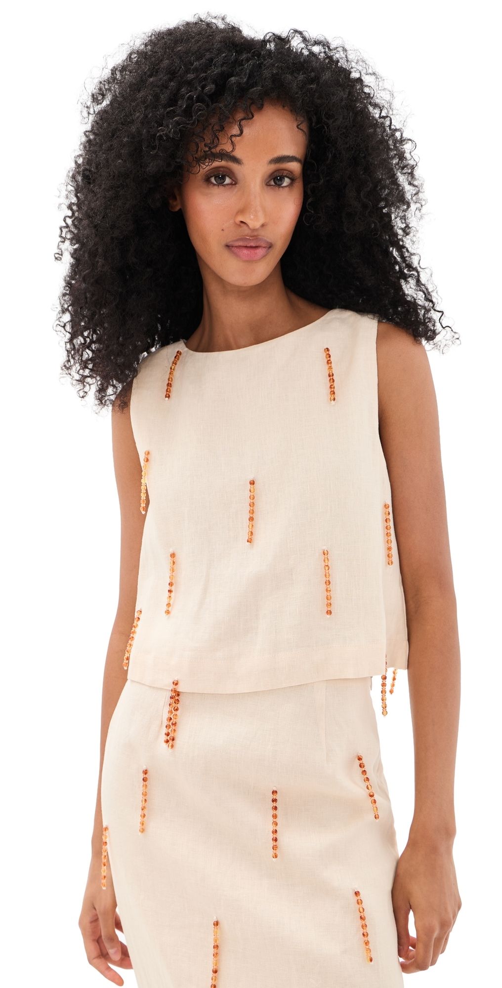 VRG GRL Siena Linen Top Cream Cream S