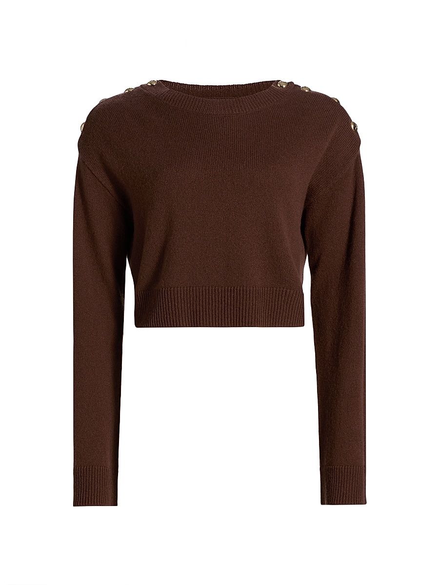 Women's Marla Cashmere Crop Sweater - Dark Sepia - Size XL