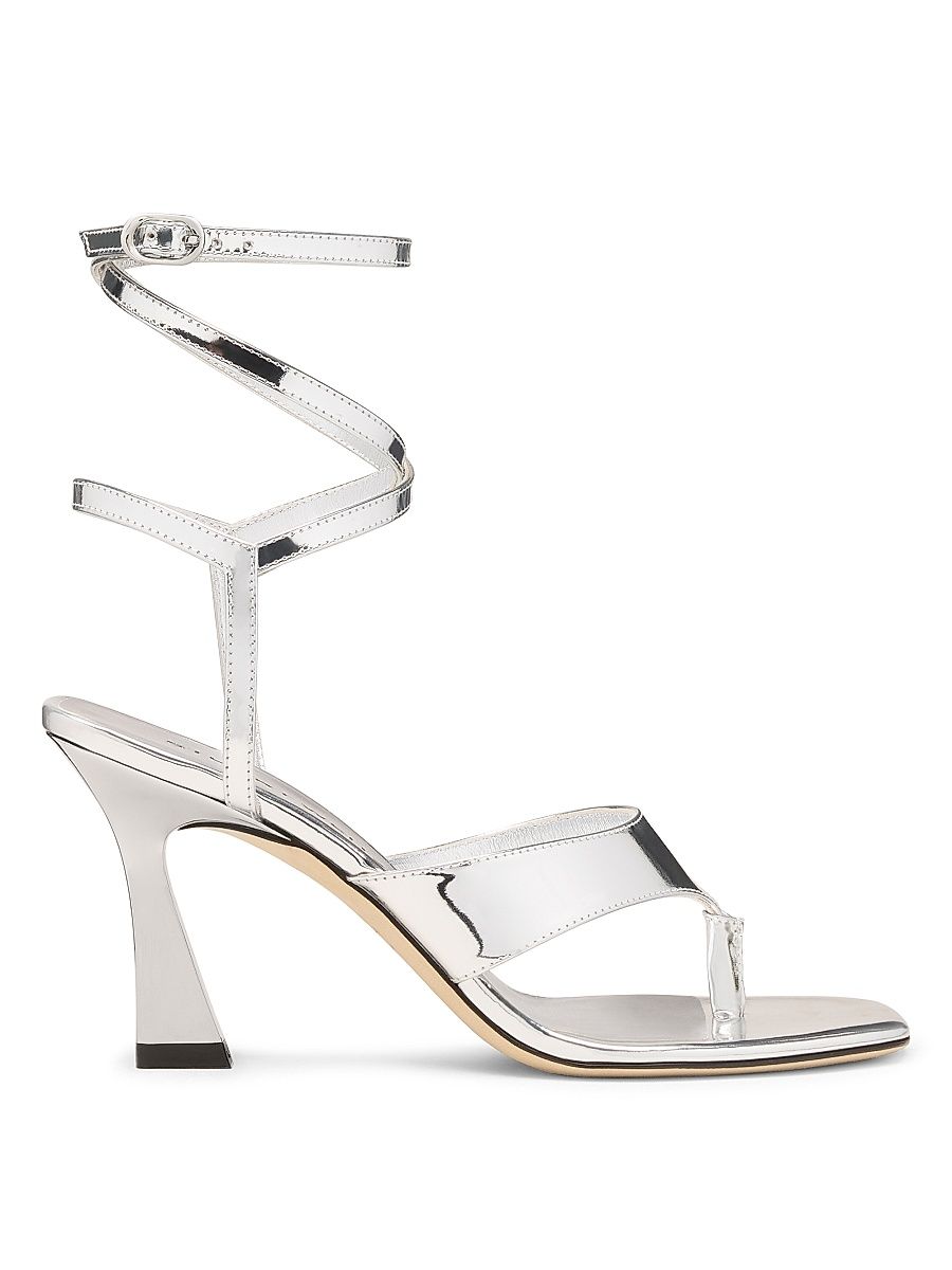 Women's Vinnie 85MM Wrap Thong Leather Sandals - Silver - Size 9.5
