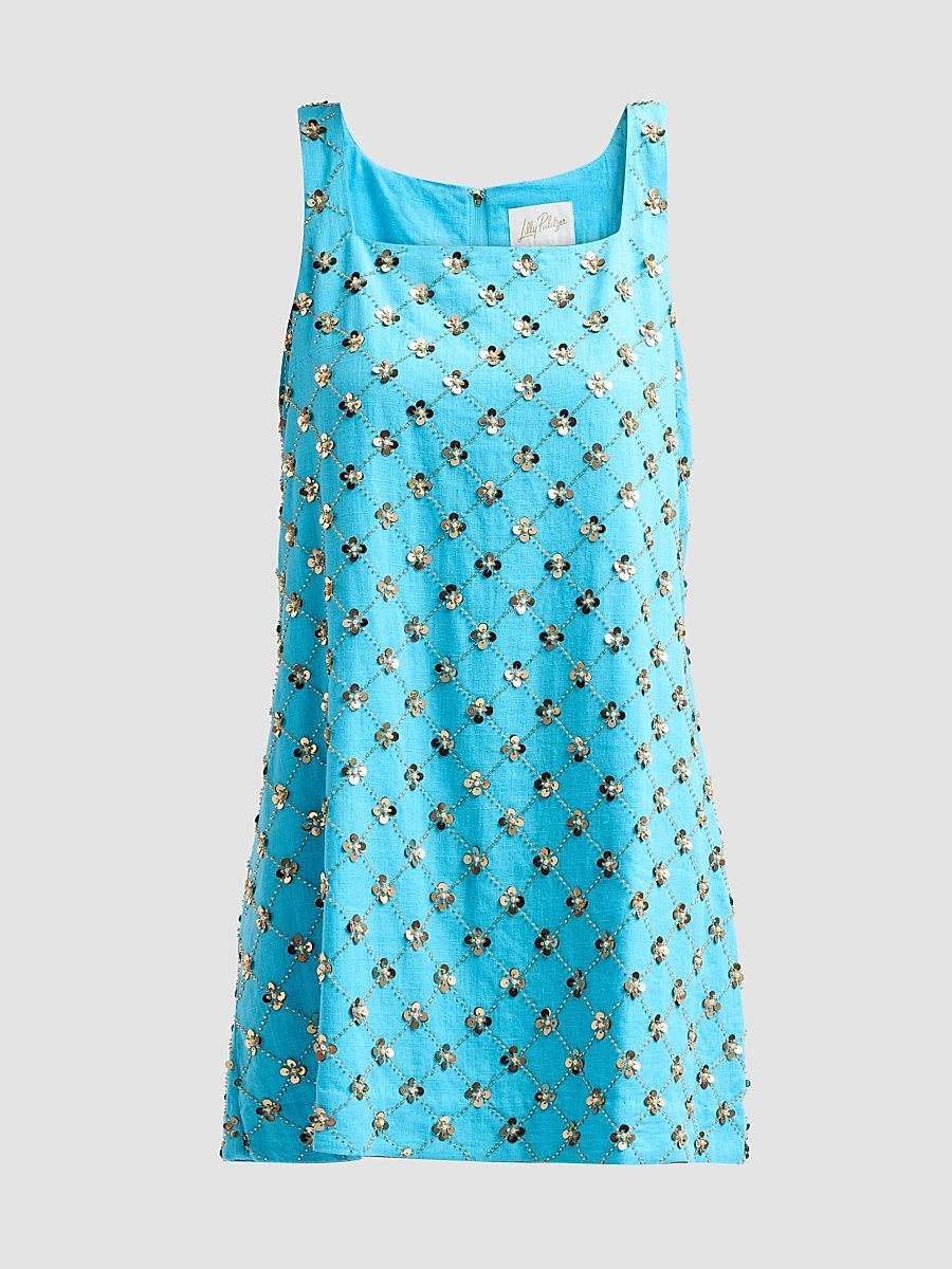 Women's Tamala Beaded Sequin Shift Dress - Turquoise Tide - Size 0
