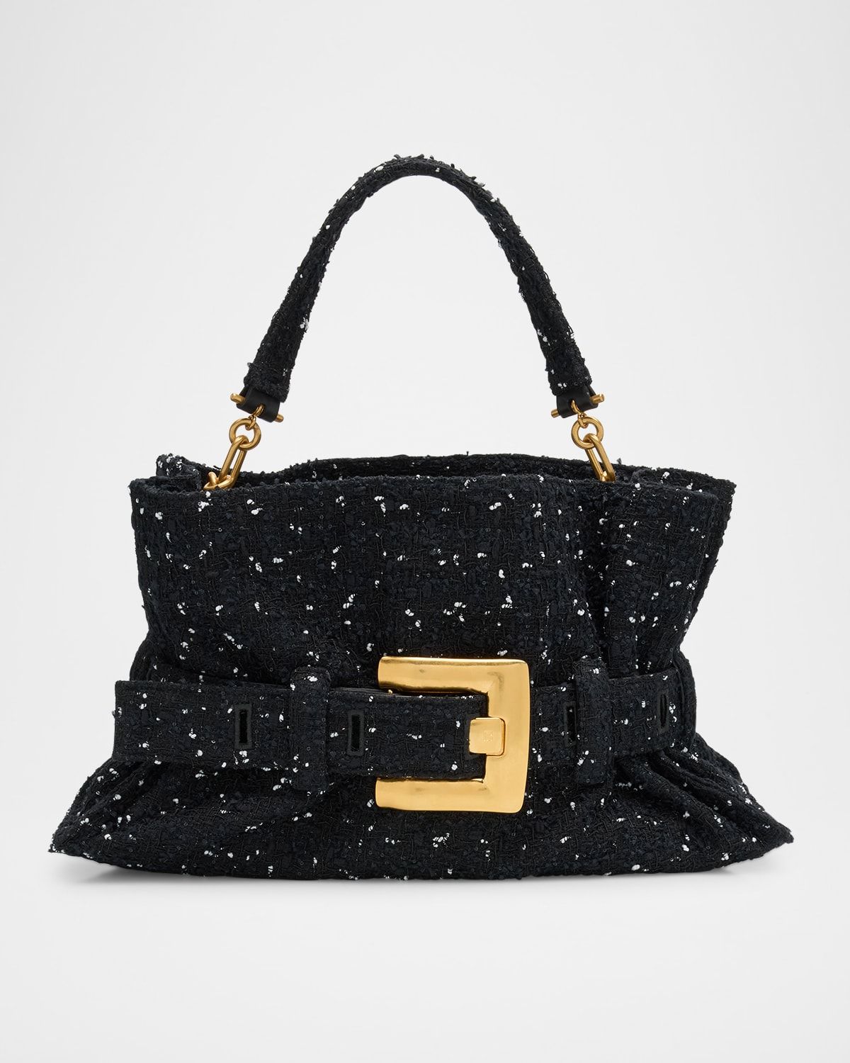 Anthem Medium Buckle Shoulder Bag in Tweed