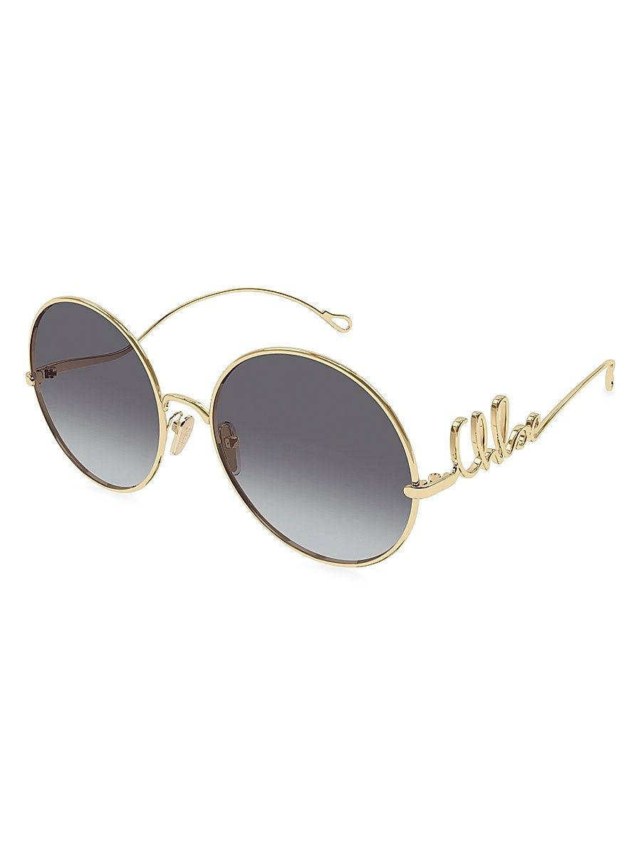 Women's Chloé Iconic 60MM Round Sunglasses - Gold