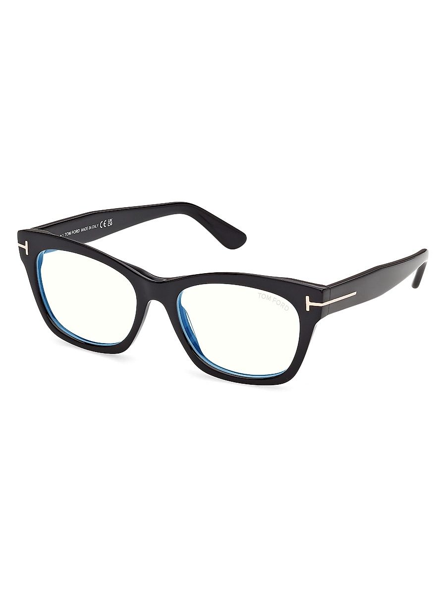 Women's BB 53MM Blue Block Square Readers - Black Clear