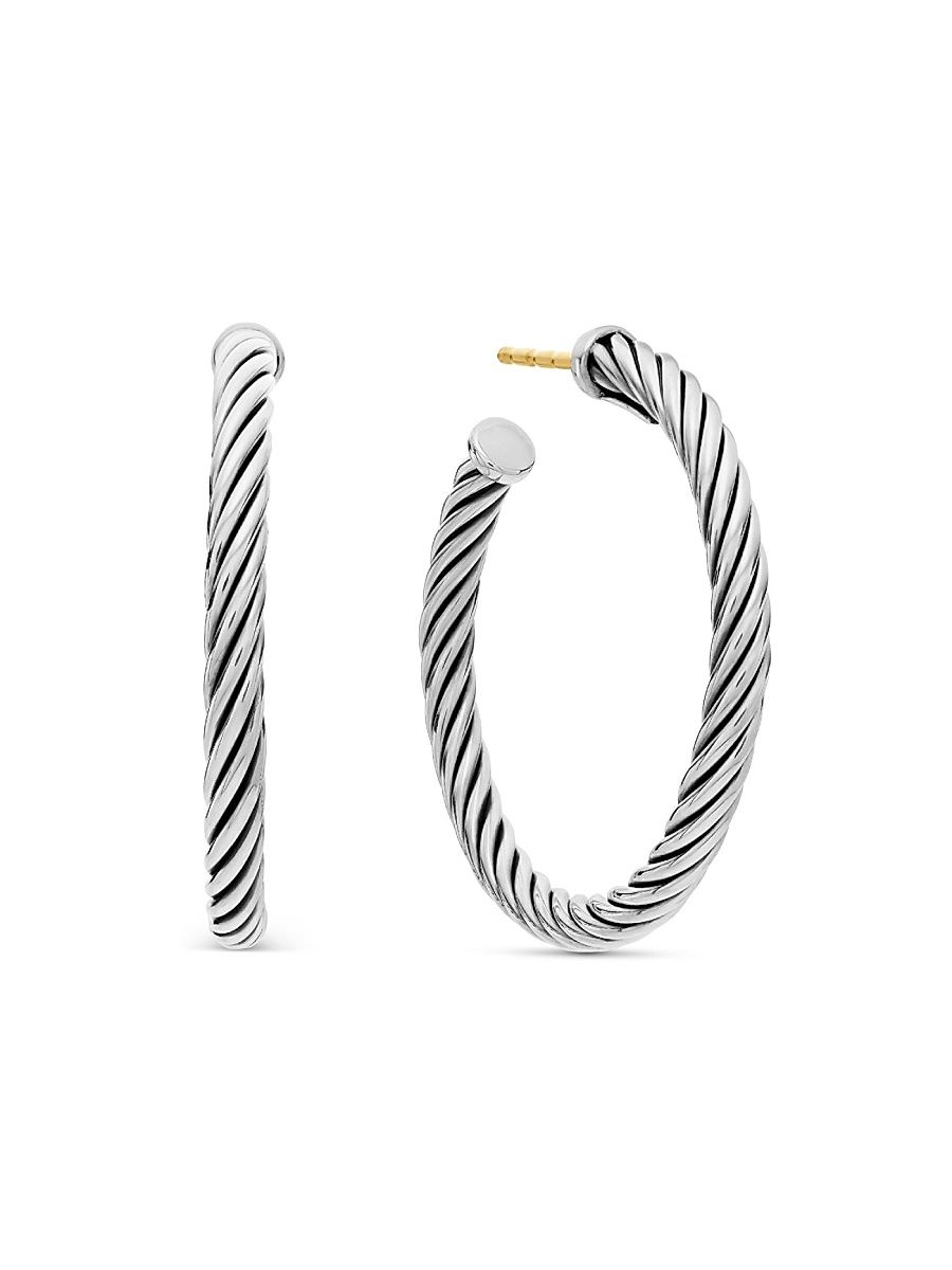 David Yurman Women's Cable Sterling Silver Hoop Earrings - Silver