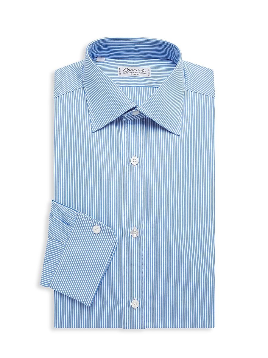 Men's Striped Dress Shirt - Blue White - Size 17