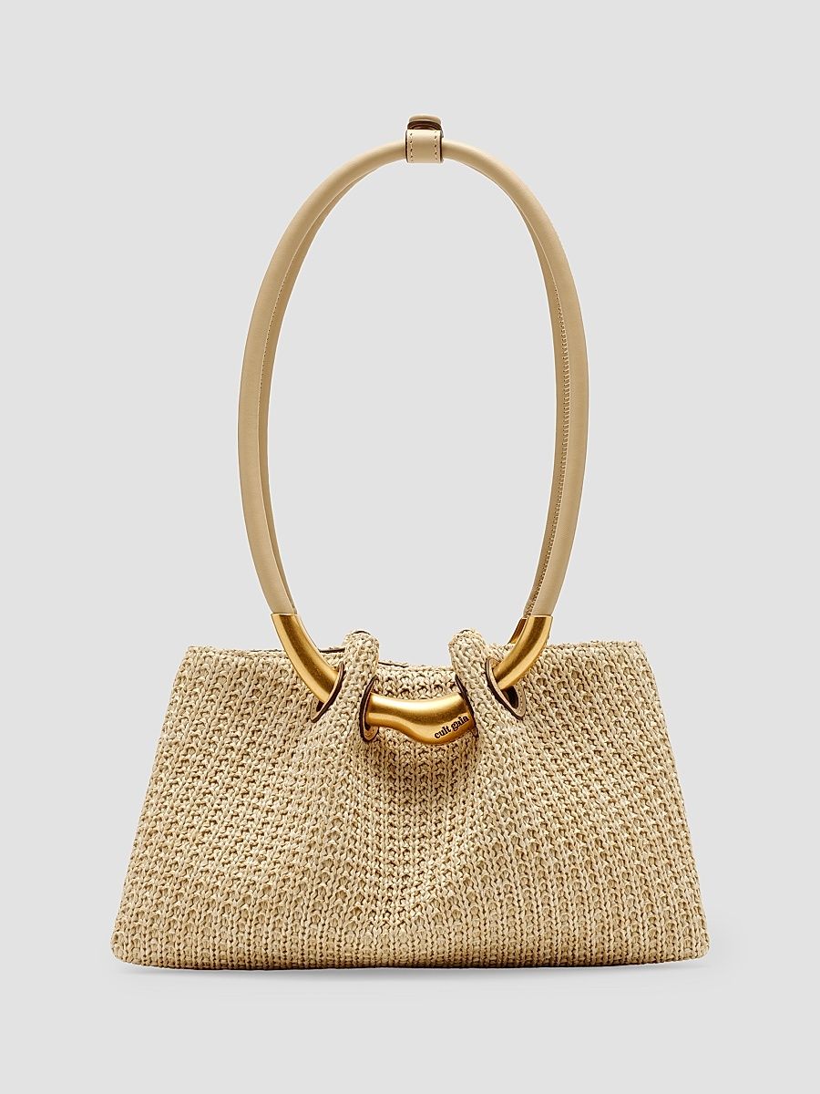 Women's Asa Pierced Raffia Shoulder Bag - Natural