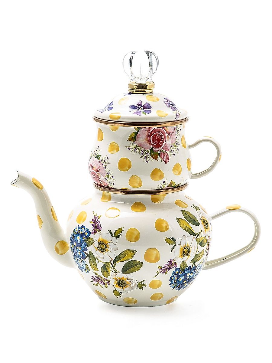 Wildflowers Enamel High Tea 2-Piece Teapot & Teacup Set