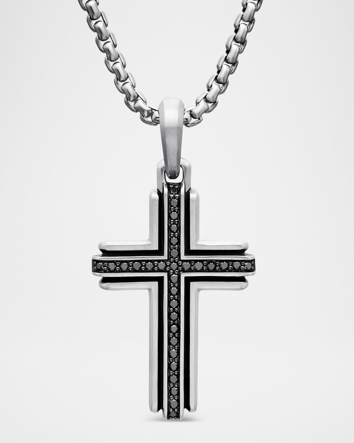 Men & apos;s Deco Cross Pendant in Silver, 34mm