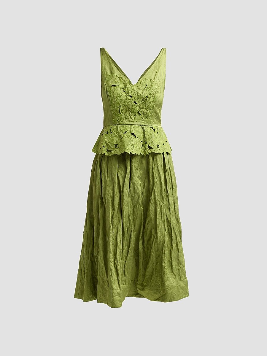 Women's Floral Embroidered Peplum Midi Dress - Peashoot - Size 14