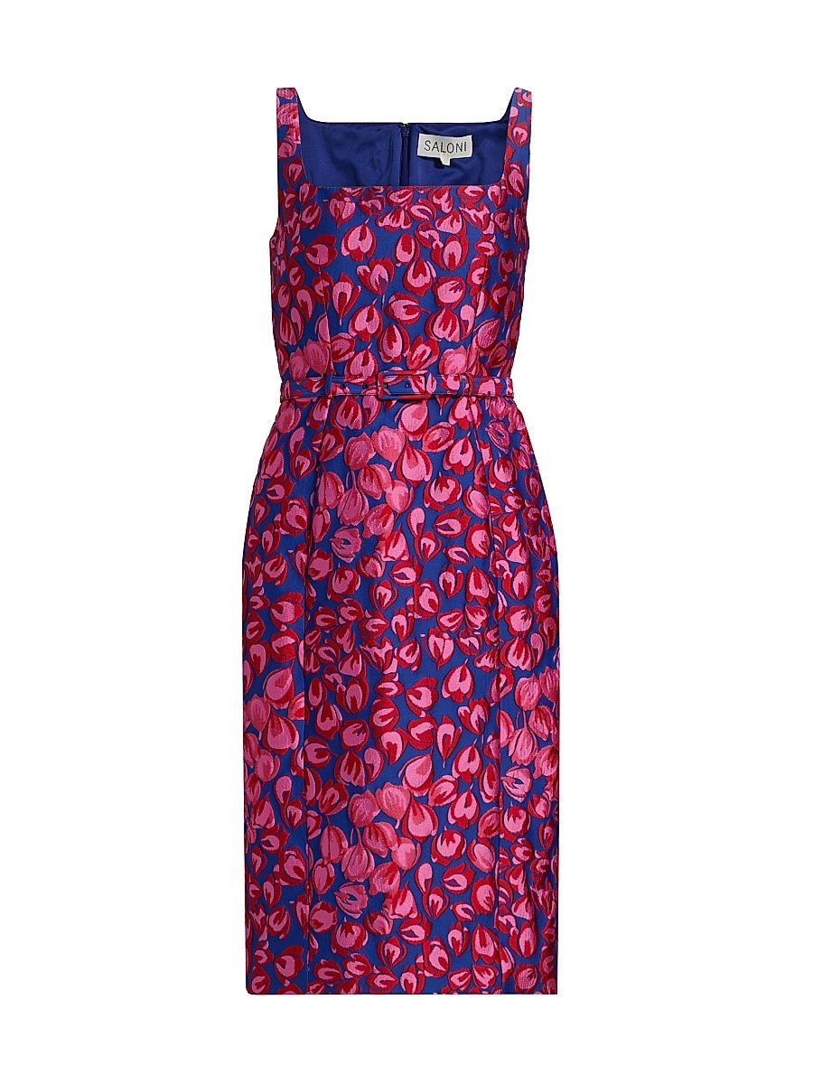 Women's Bora Tulip Jacquard Knee-Length Dress - Azure Flamingo - Size 12
