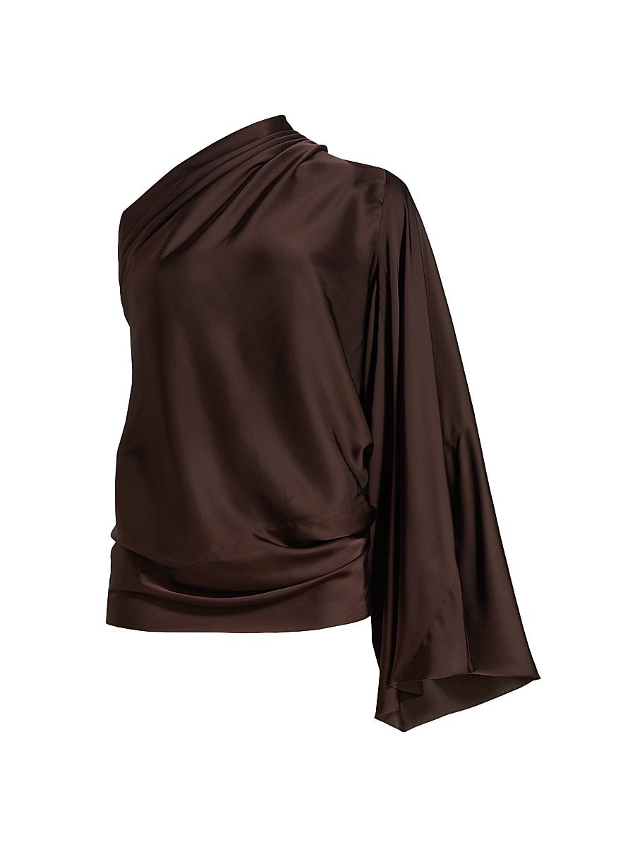 Women's One-Shoulder Top - Mahogany - Size 10