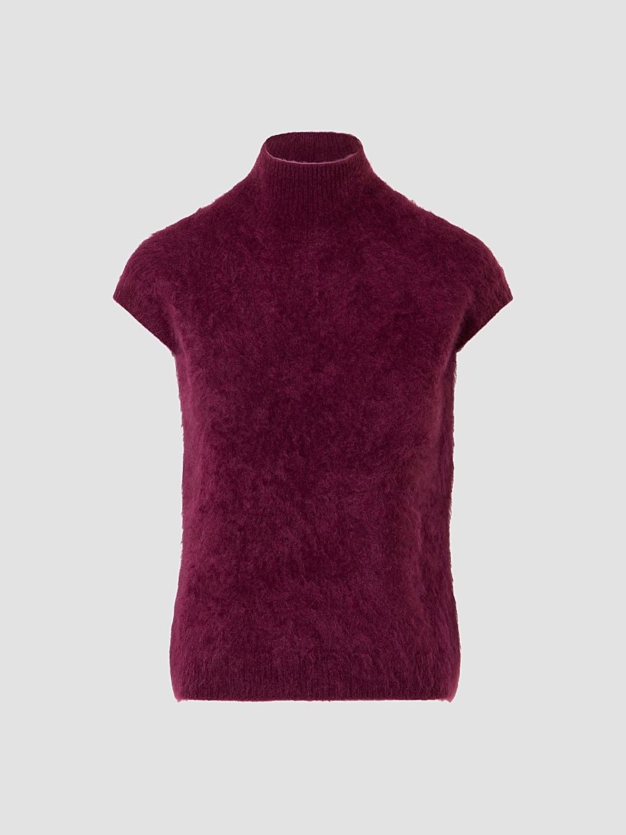 Women's Cashmere Mock-Turtleneck Sweater - Merlot Red - Size 6
