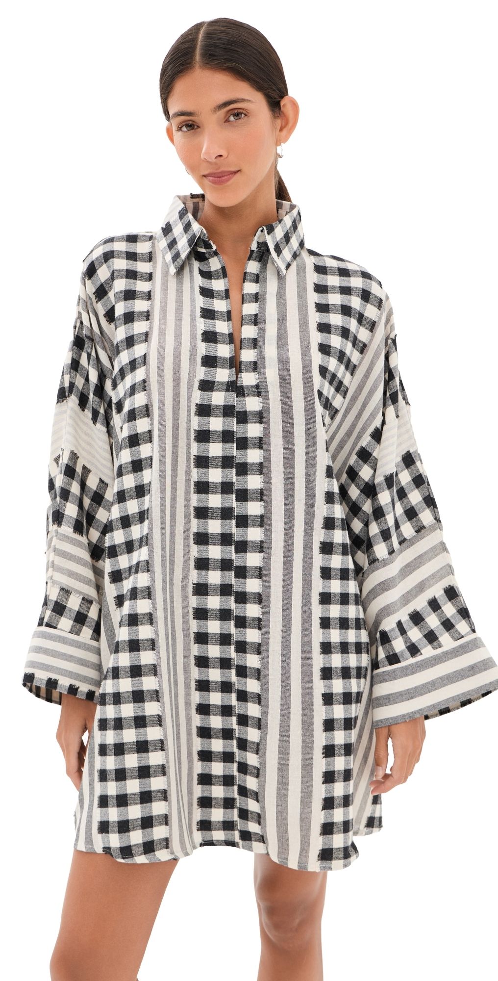 La Vie Style House Tunic Mini Dress Black/White One Size