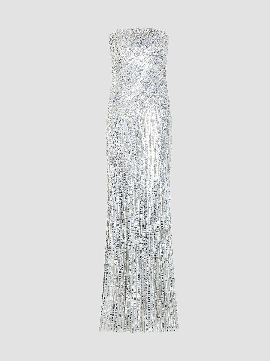 Jenny Packham Women's Helix Sequined Strapless Gown - Ammonite - Size 6