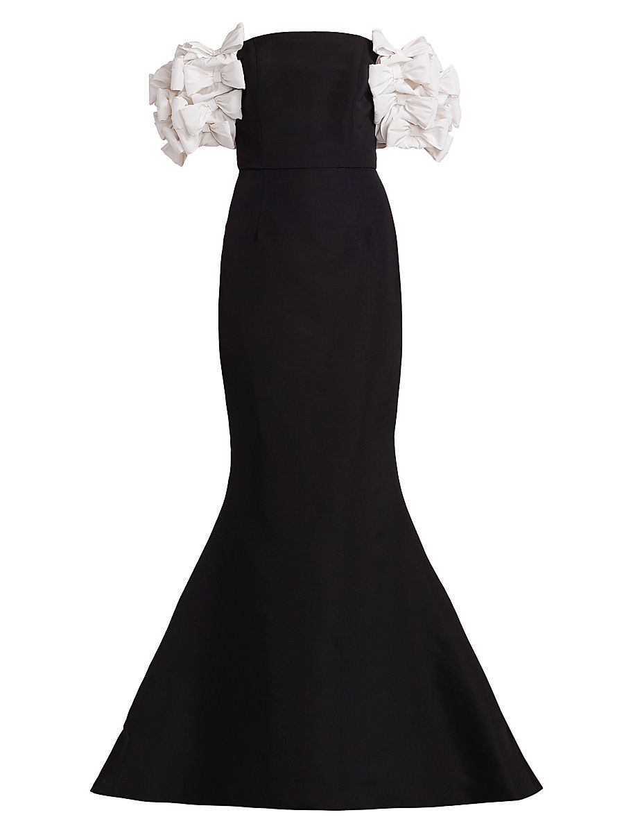 Women's Cornelia Trumpet Silk Gown - Black White - Size 0