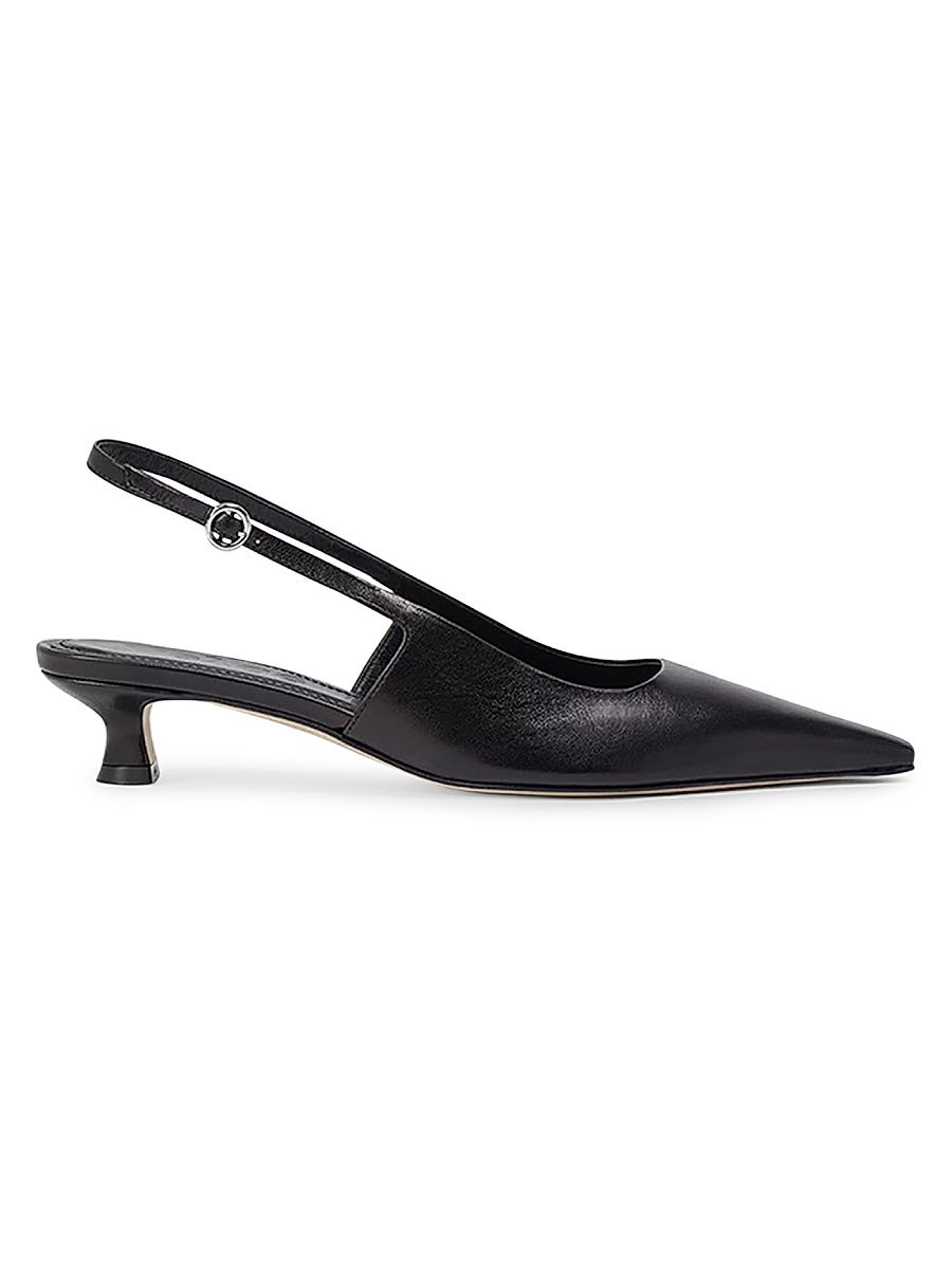 Women's Catrina Leather 35MM Kitten-Heel Slingback Pumps - Black - Size 9