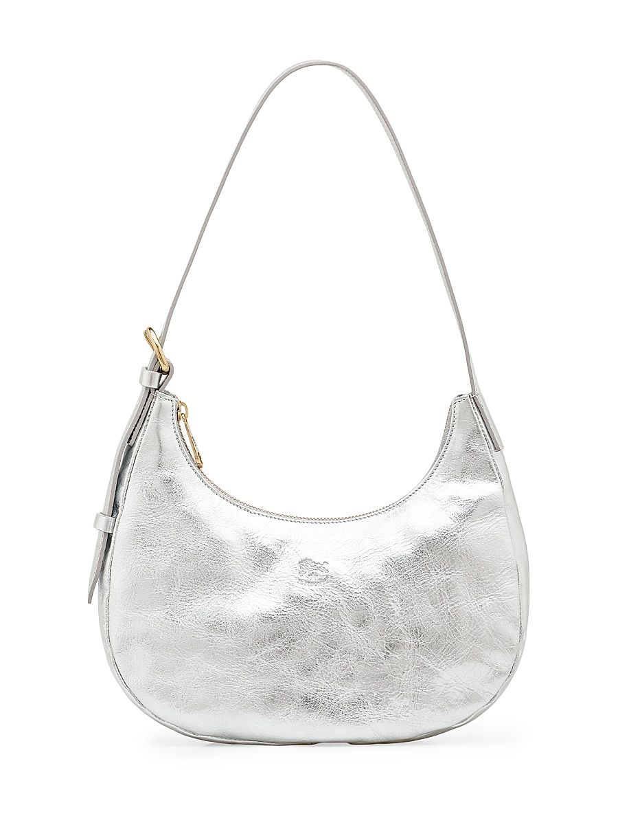 Women's Small Crescent Shoulder Bag - Silver