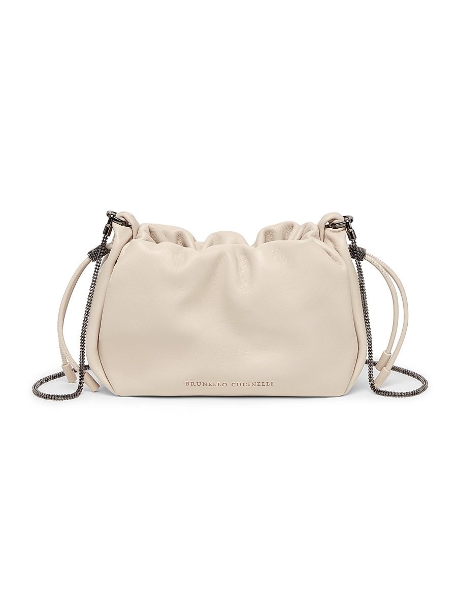 Women's Mellow Mini Bucket Bag in Soft Leather - Ivory