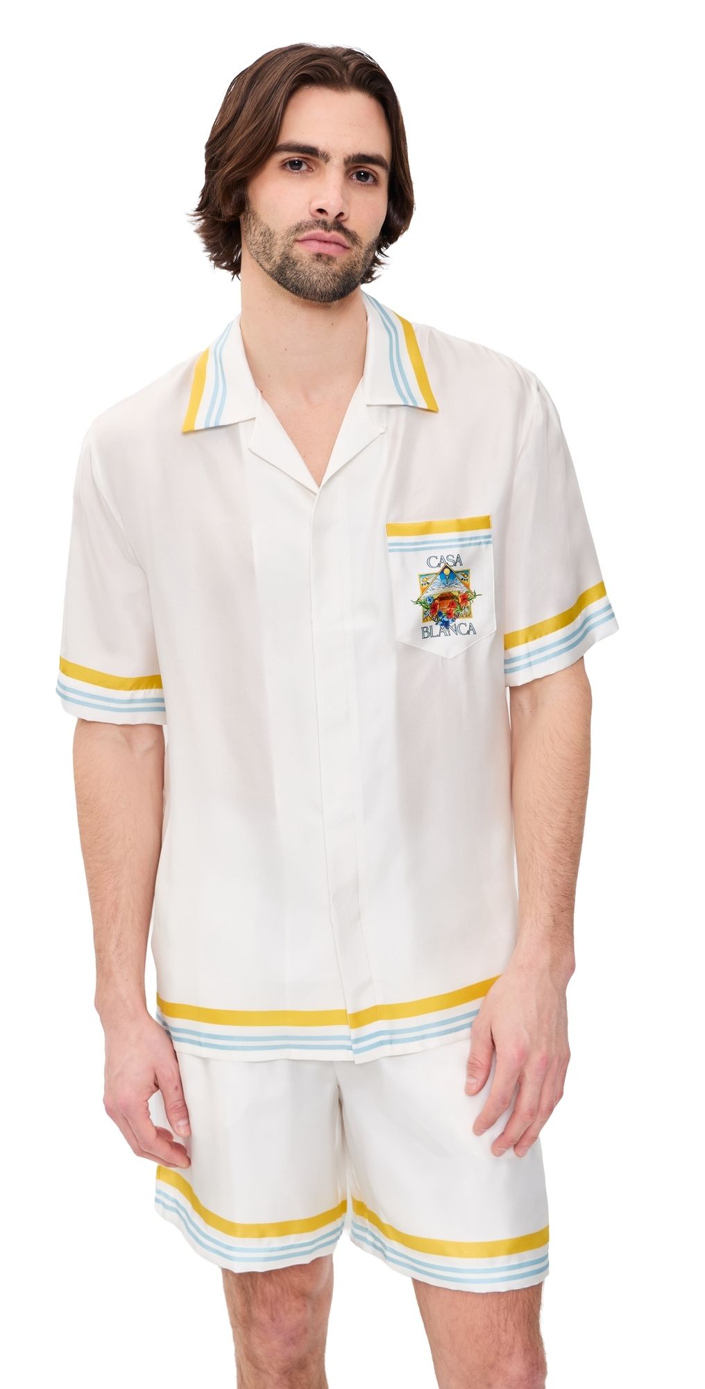 Casablanca Tennis Landscape Cuban Collar Short Sleeve Shirt White XL