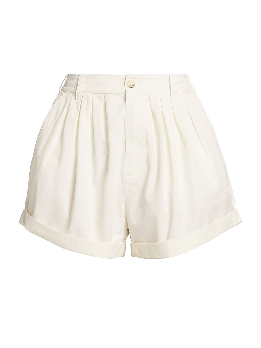 Women's Paige Pleated Cotton Shorts - Salt - Size 2