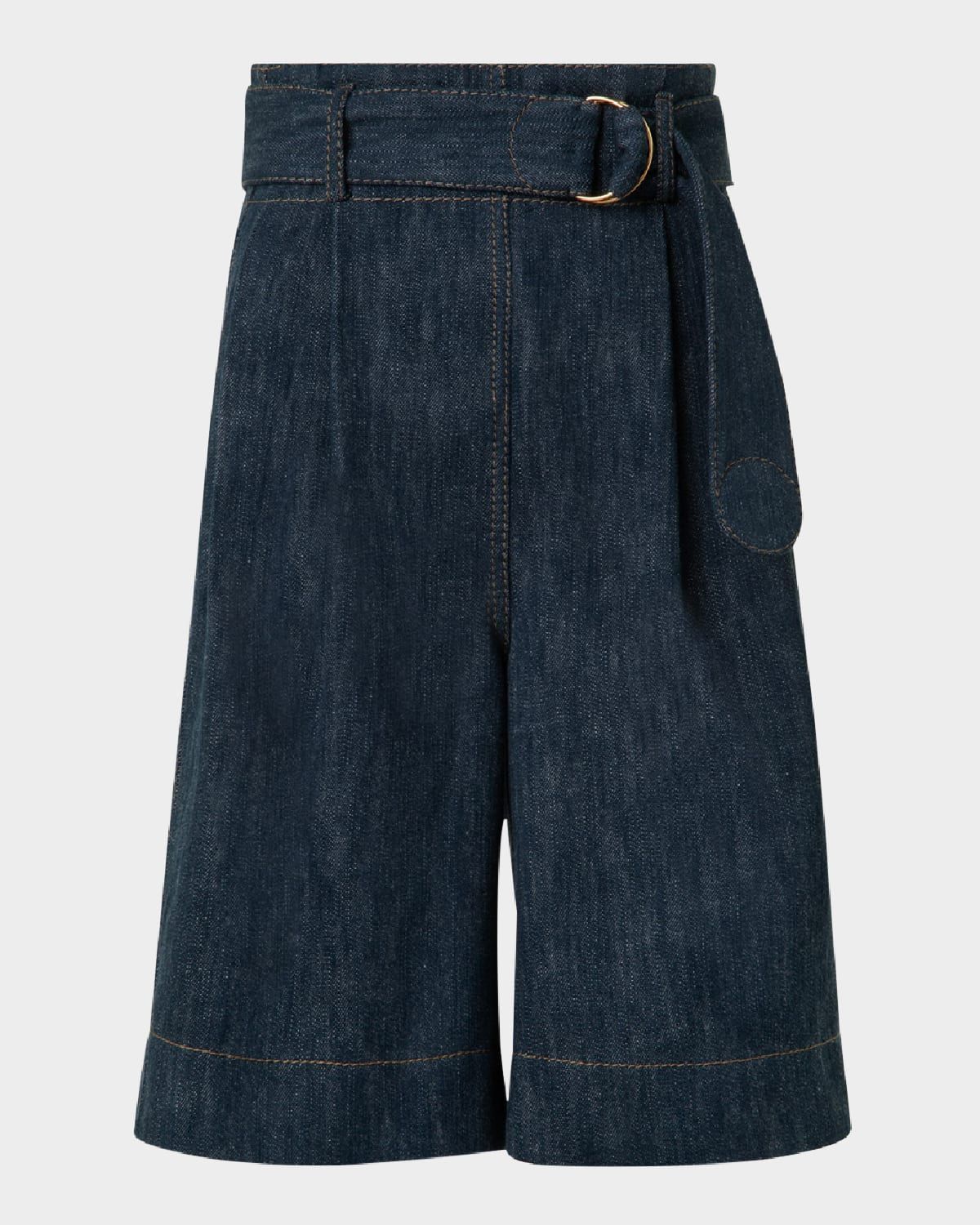 Fioretta Belted Sailor Denim Bermuda Shorts