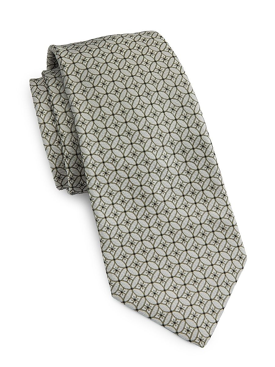 Men's Interlocking Circles Silk Tie - Tan
