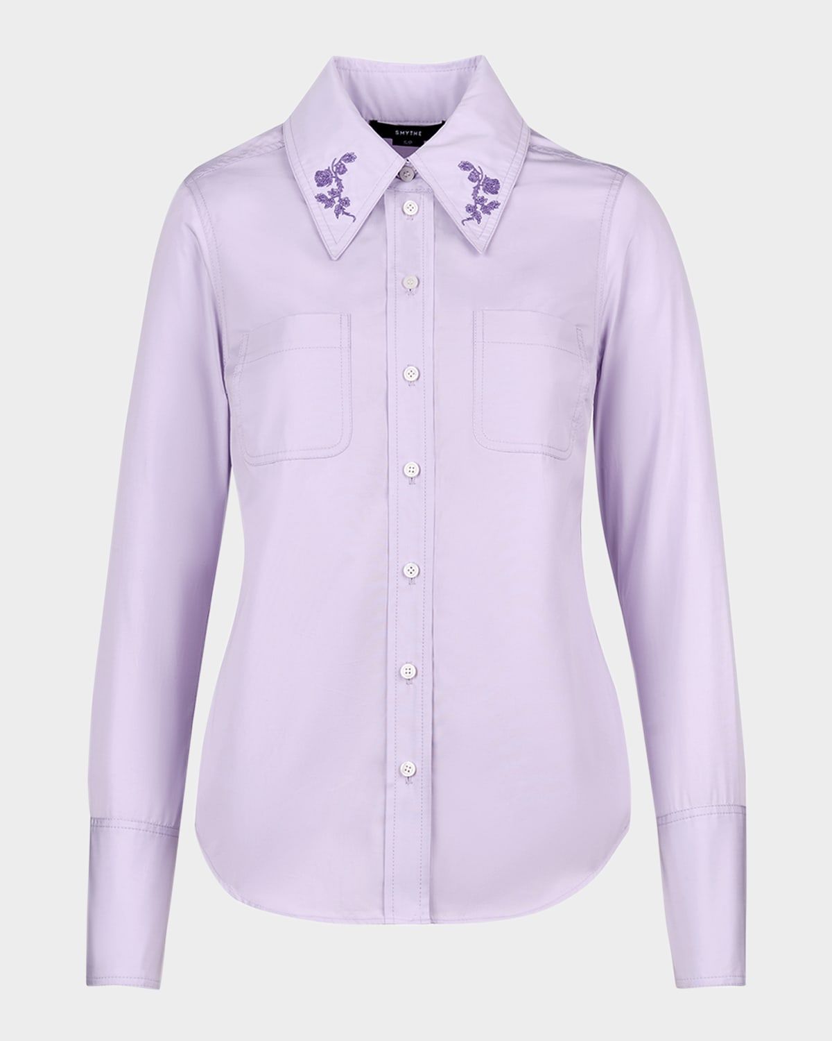 Embroidered Point-Collar Shirt