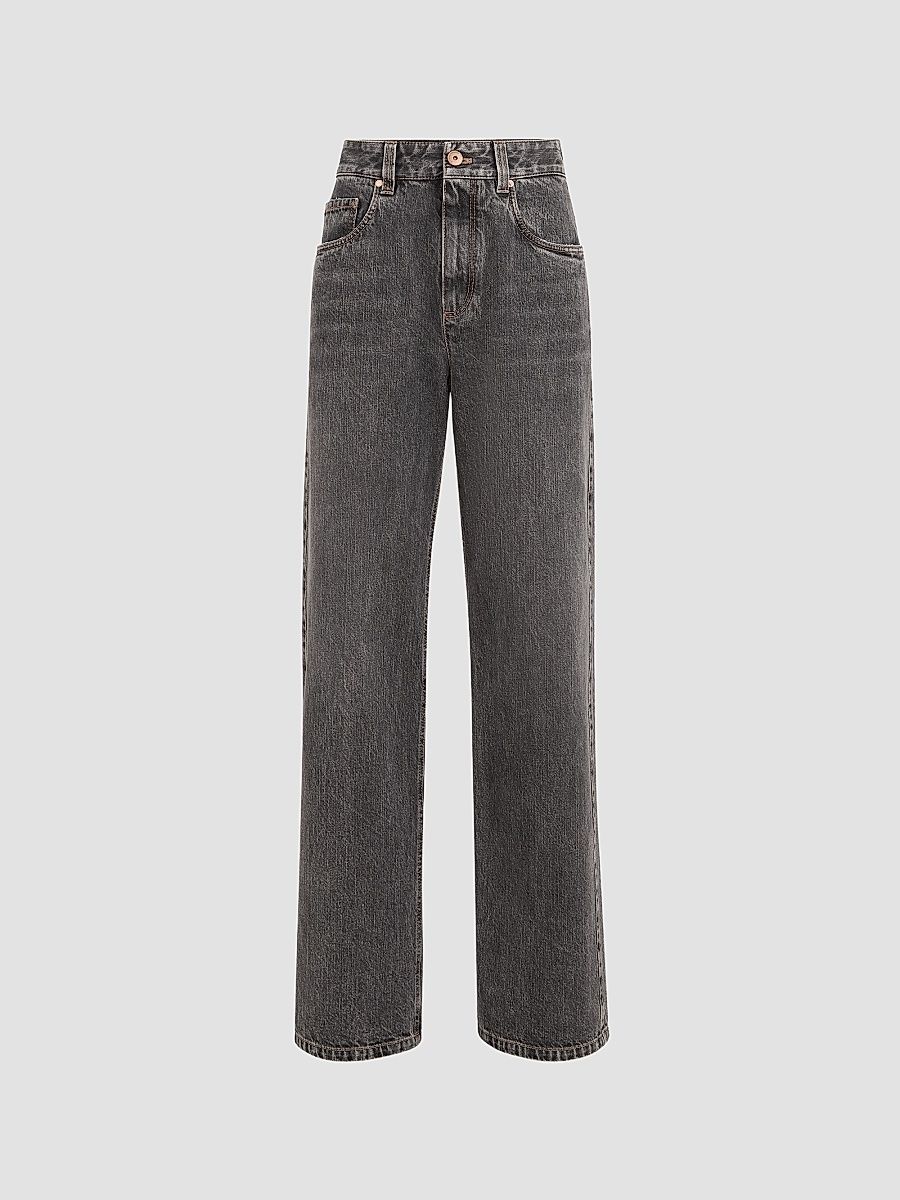 Women's Authentic Denim Contemporary Loose Jeans with Monili - Dark Grey - Size 4