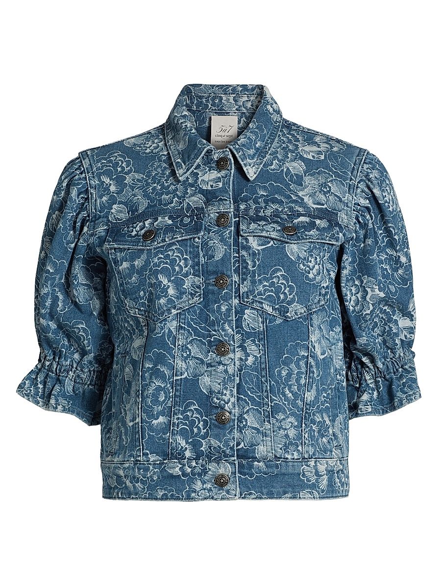Women's Sketchbook Floral Sylvain Jacket - Indigo White - Size Large