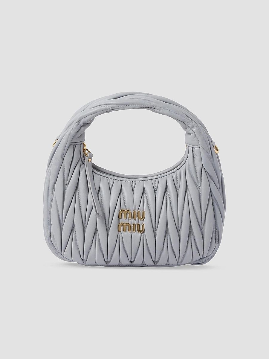 Miu Miu Women's Wander Matelassé Nappa Leather Hobo Bag - Grey