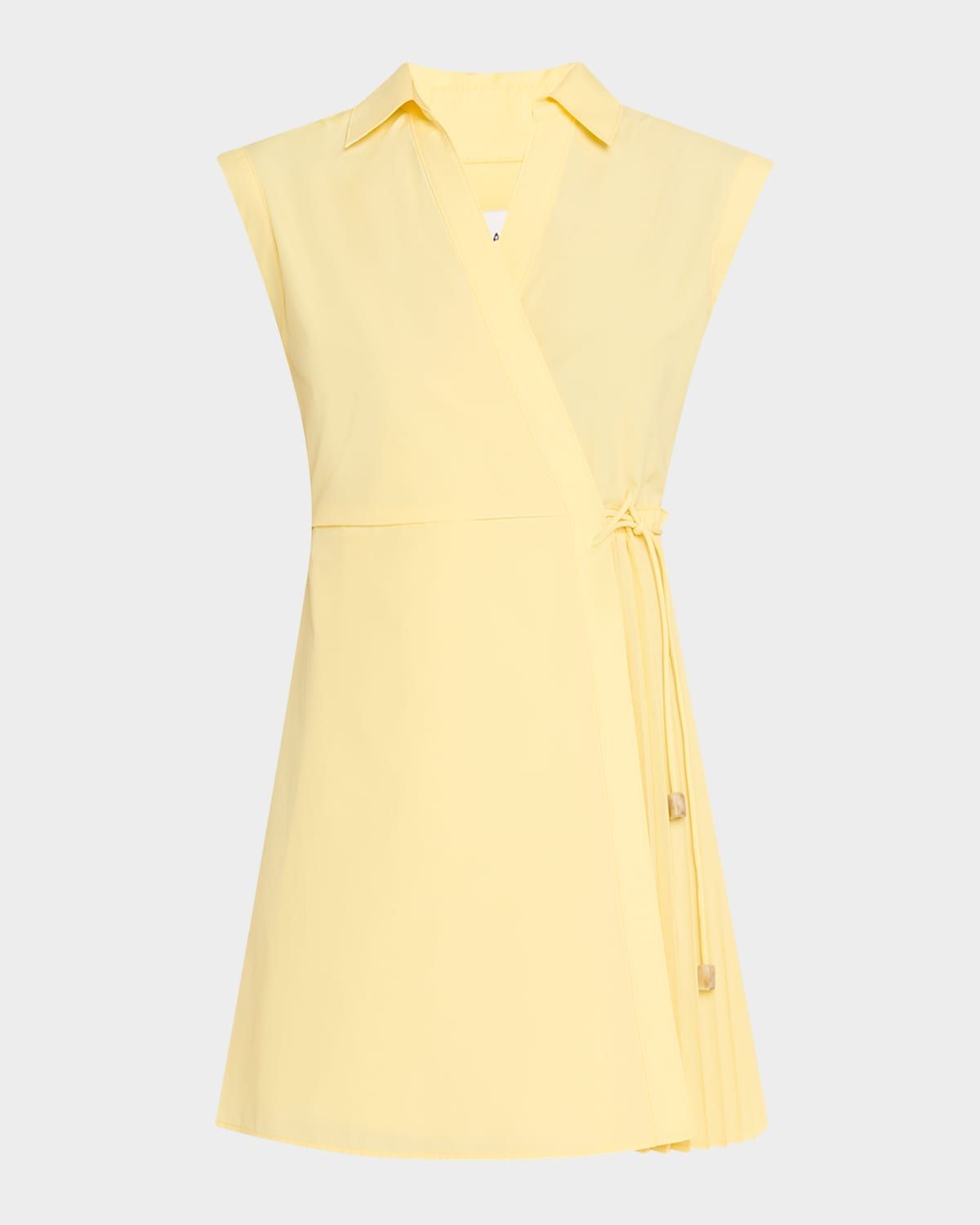 Shivon Cap-Sleeve Poplin Mini Wrap Dress