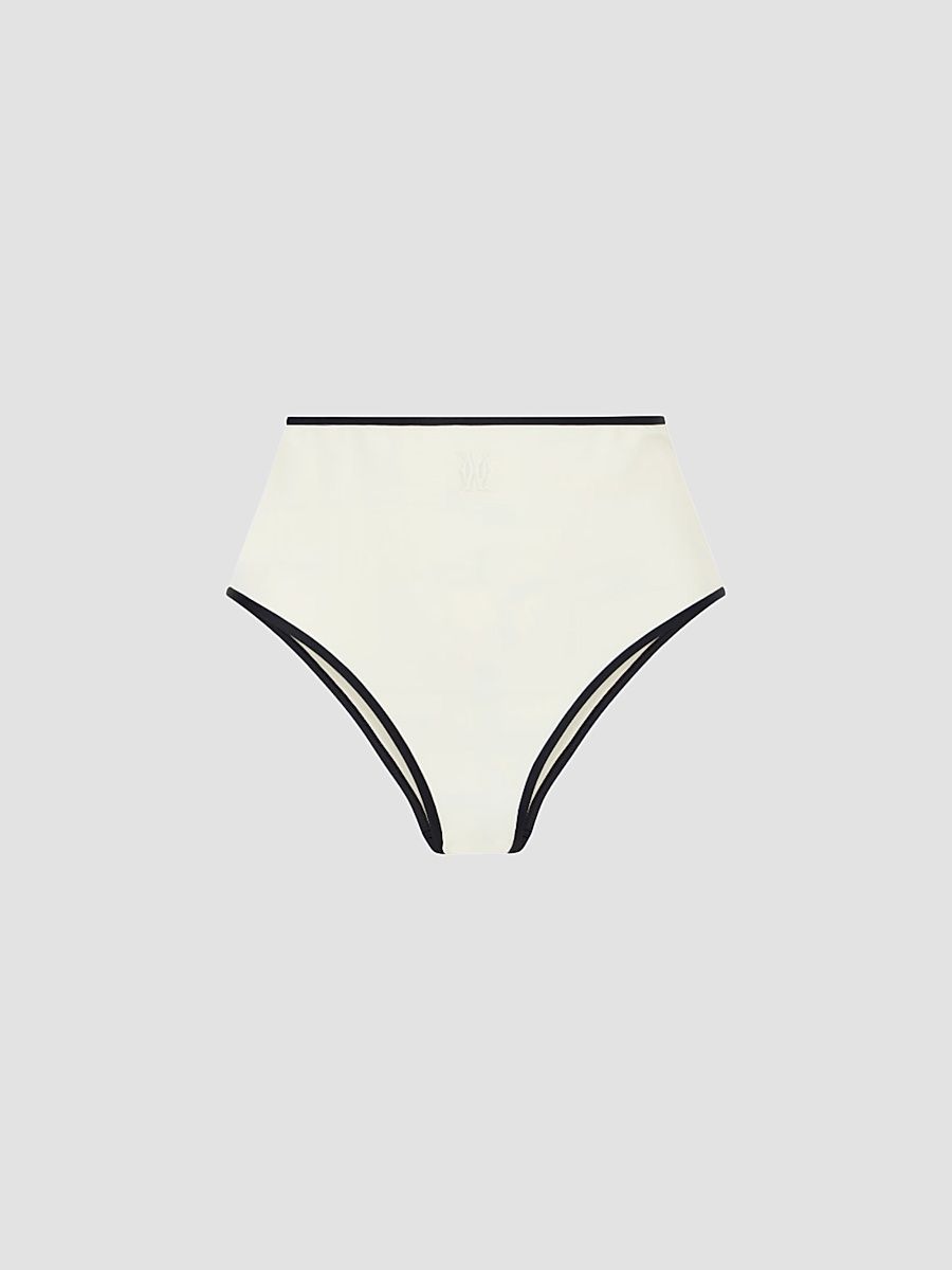 Women's Contraste High-Waisted Bikini Bottom - Ecru Black - Size Large