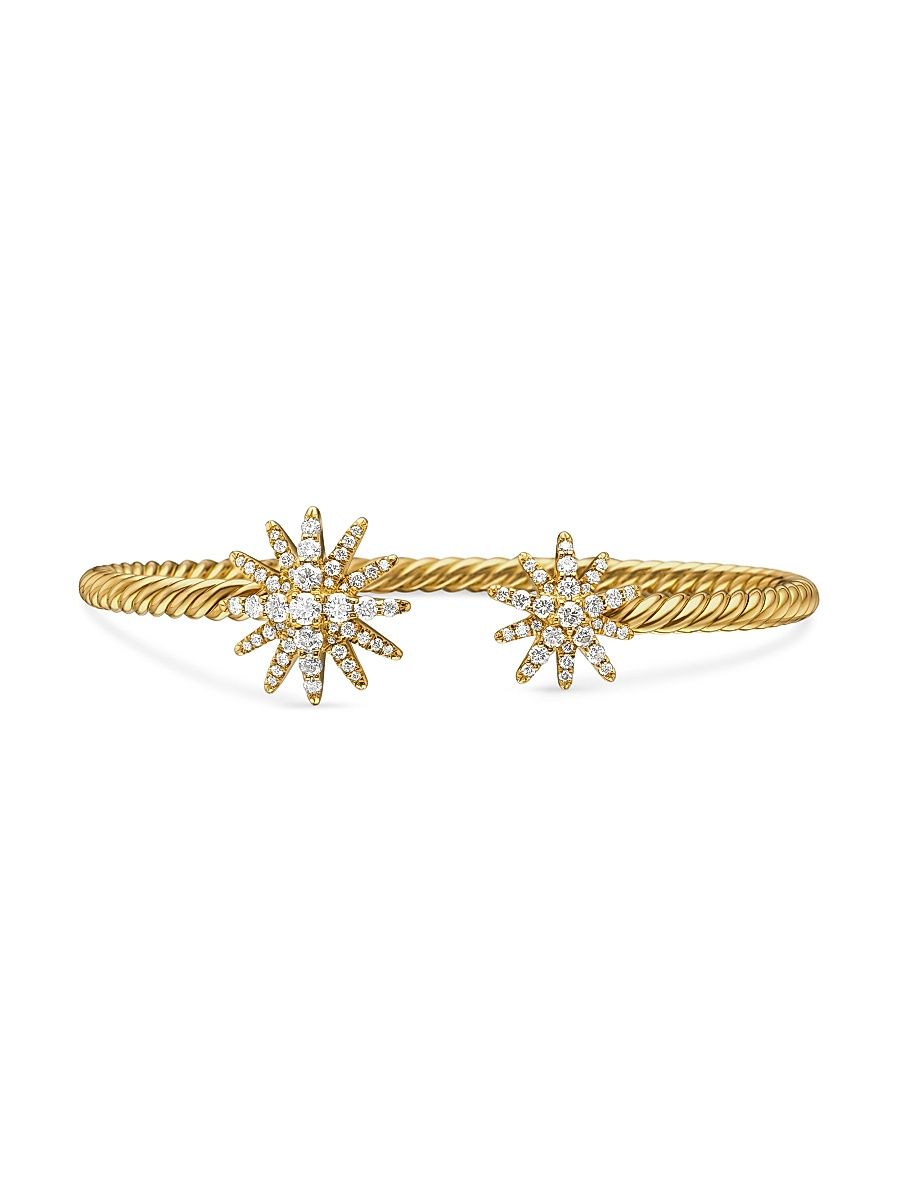 Women's Starburst Cable Bracelet in 18K Yellow Gold - Diamond - Size Small