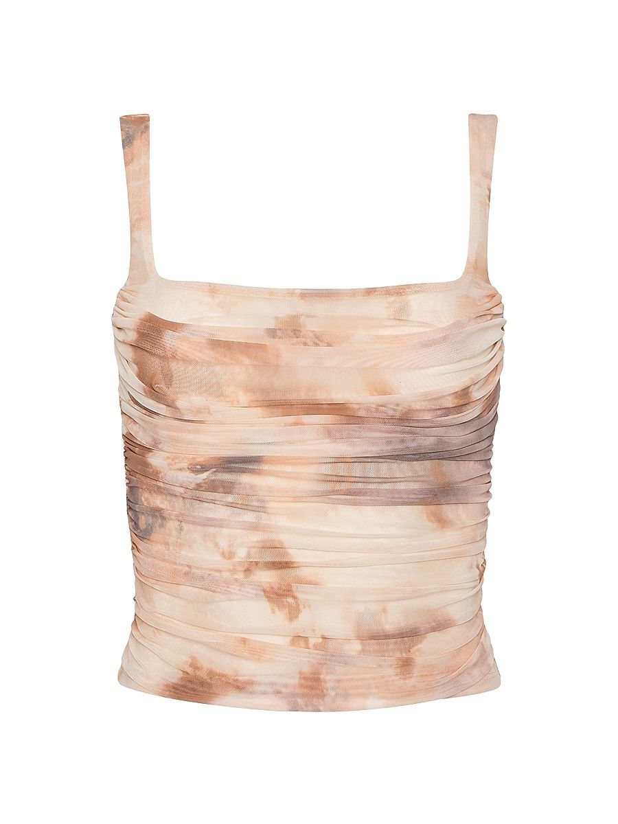 Women's Rasha Watercolor Ruched Tank - Frappe Multi Tie - Size XL
