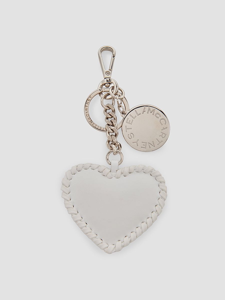 Women's Heart Bag Charm with Key Chain - Optical White