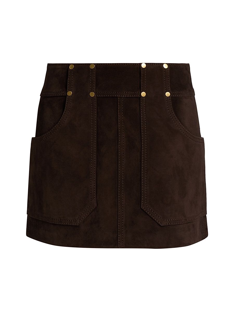 Women's Suede Miniskirt - Chocolate - Size 8