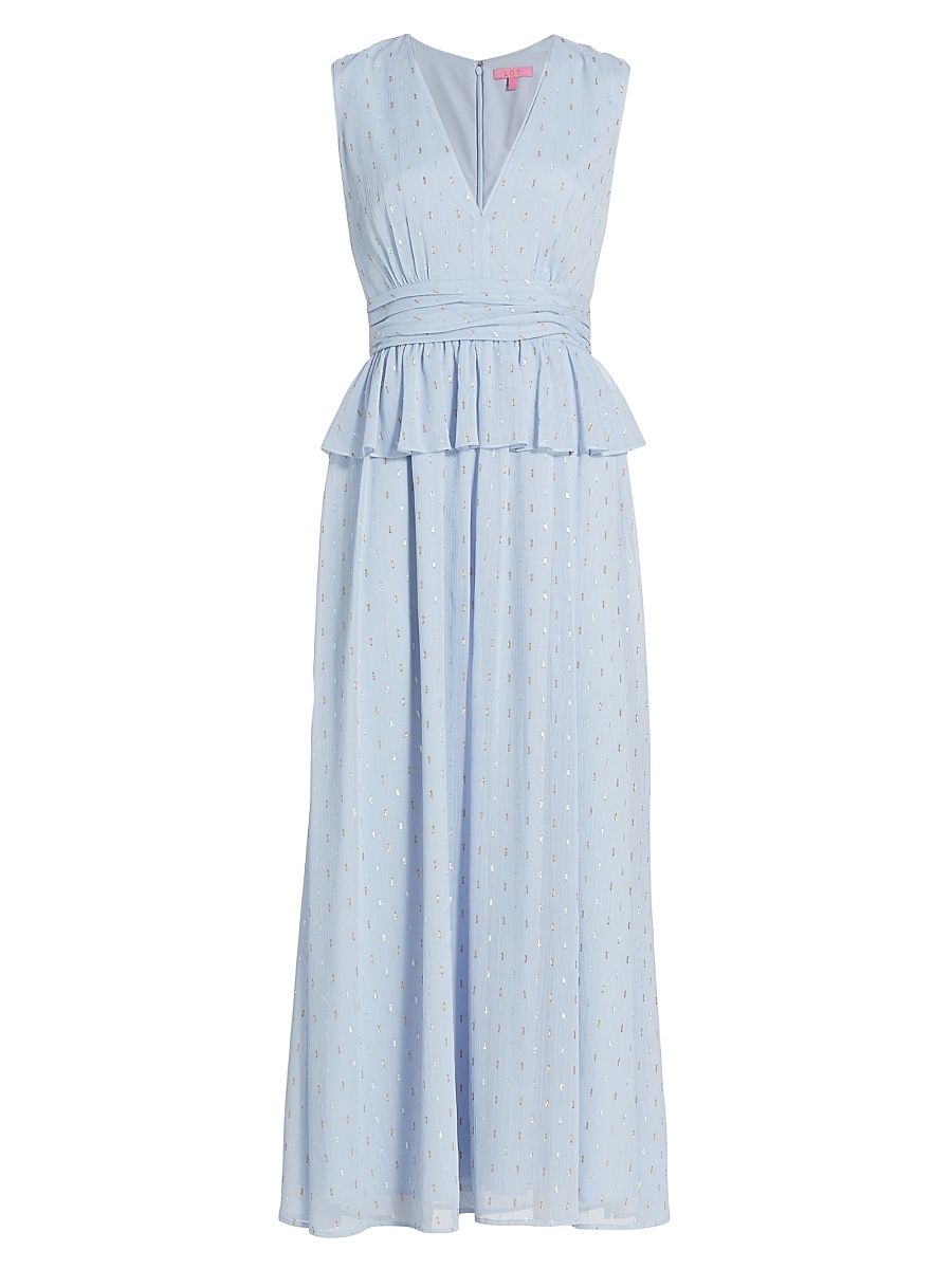Women's V-Neck Flounce Chiffon Gown - Bluebell - Size 2