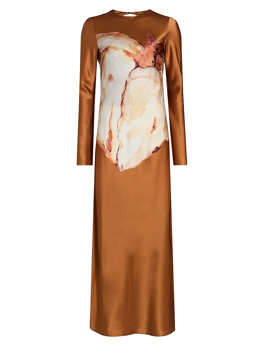 Women's Wittonhill Arum Lily Satin Maxi Dress - Caramel Arum Lily - Size 10