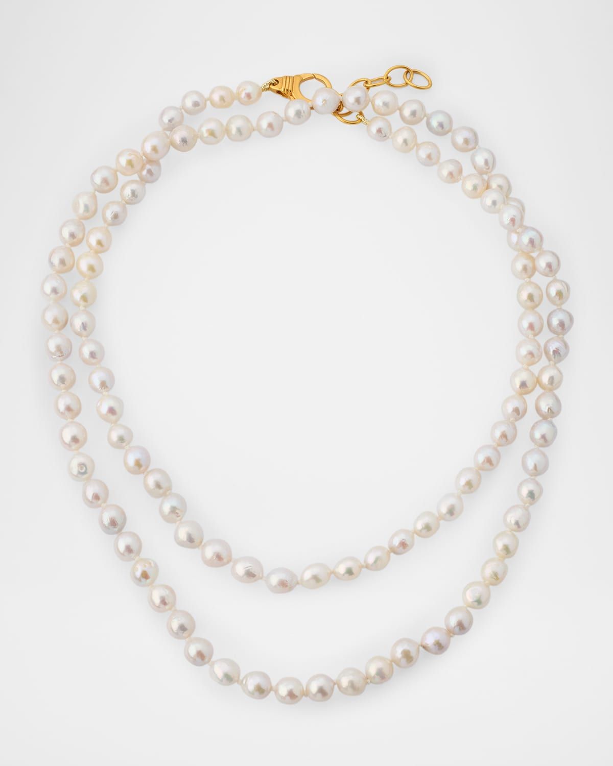 Round White Freshwater Pearl Necklace, 36"L
