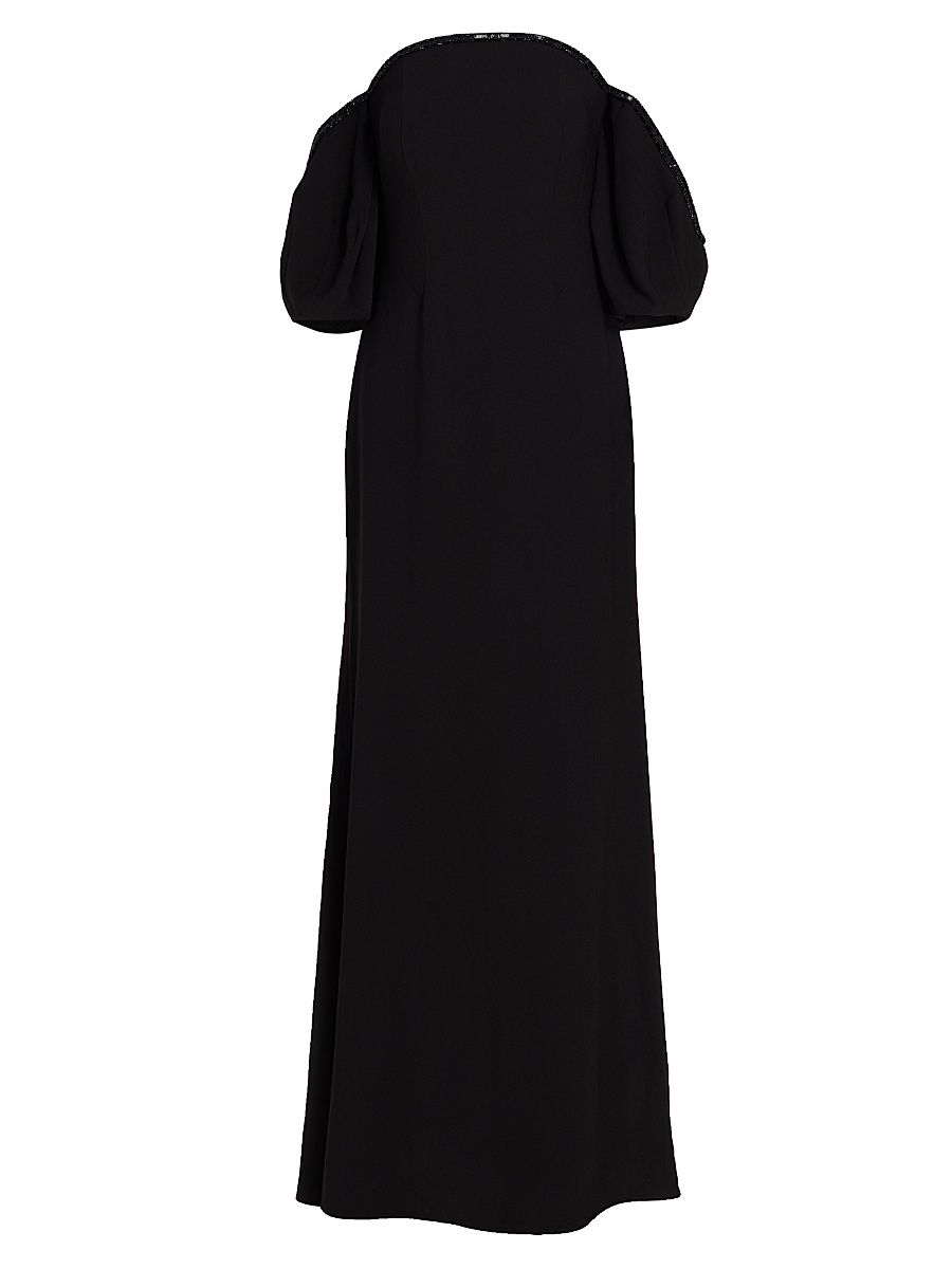 Women's Bead-Embellished Illusion-Neck Gown - Black - Size 4