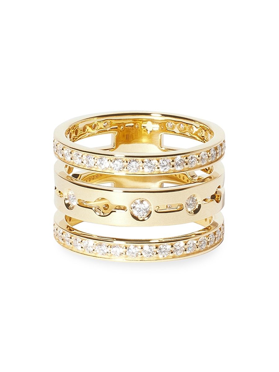 Women's Pulse 18K Yellow Gold & 1.10 TCW Diamond Triple-Band Ring - Yellow Gold - Size 6.75