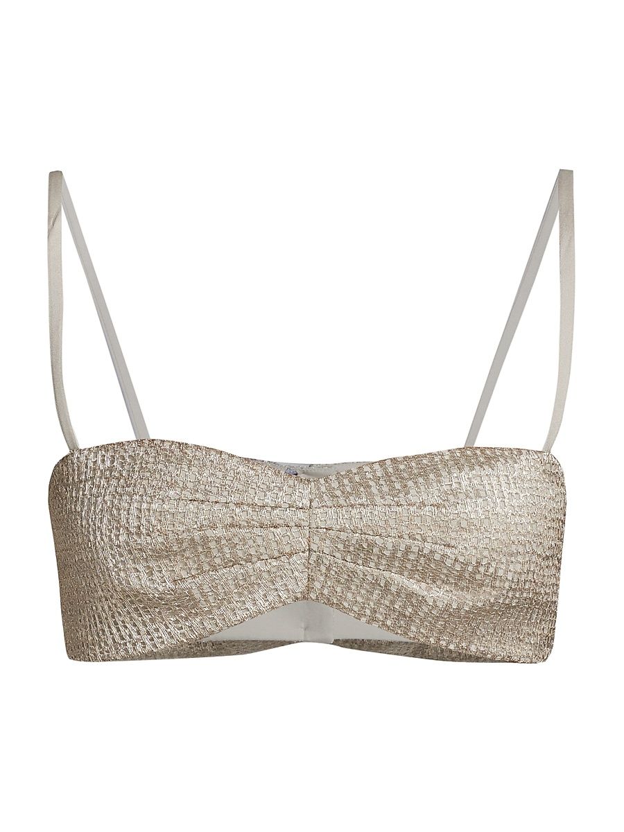 Women's Glittery Lace Bandeau Top - Silver - Size 0
