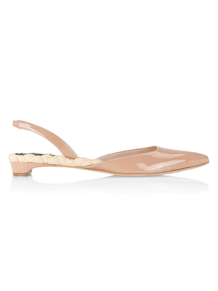 Women's Jackie Vegan Patent Leather Slingback Flats - Blush - Size 9