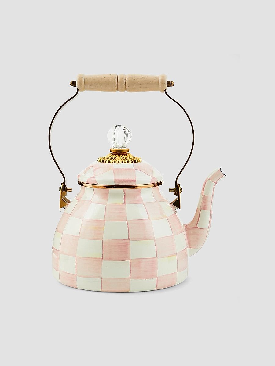 Rosy Check Enamel Tea Kettle