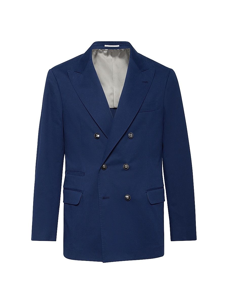 Men's One and a Half Breasted Deconstructed Blazer with Metal Buttons - Lagoon - Size 40