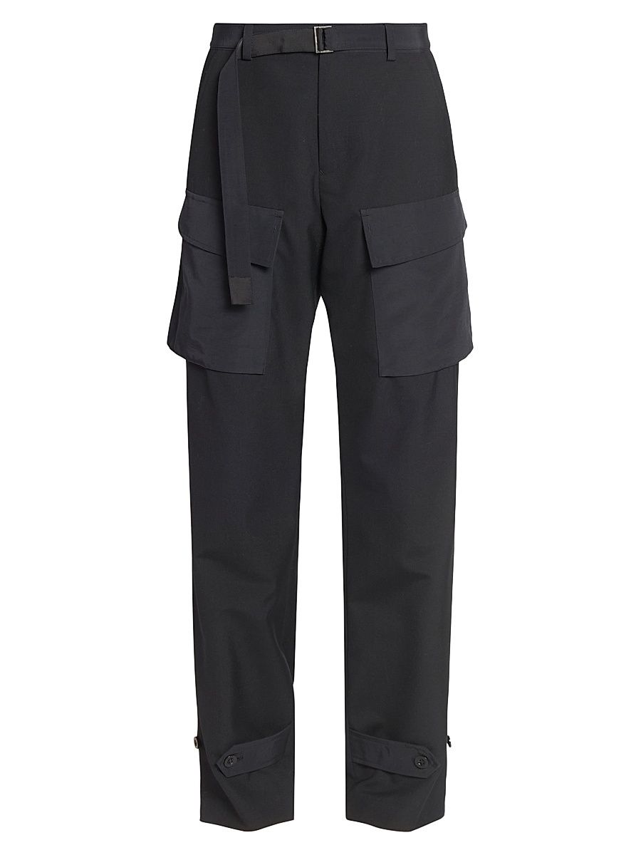 Women's Cotton Cargo Suiting Pants - Black - Size Large