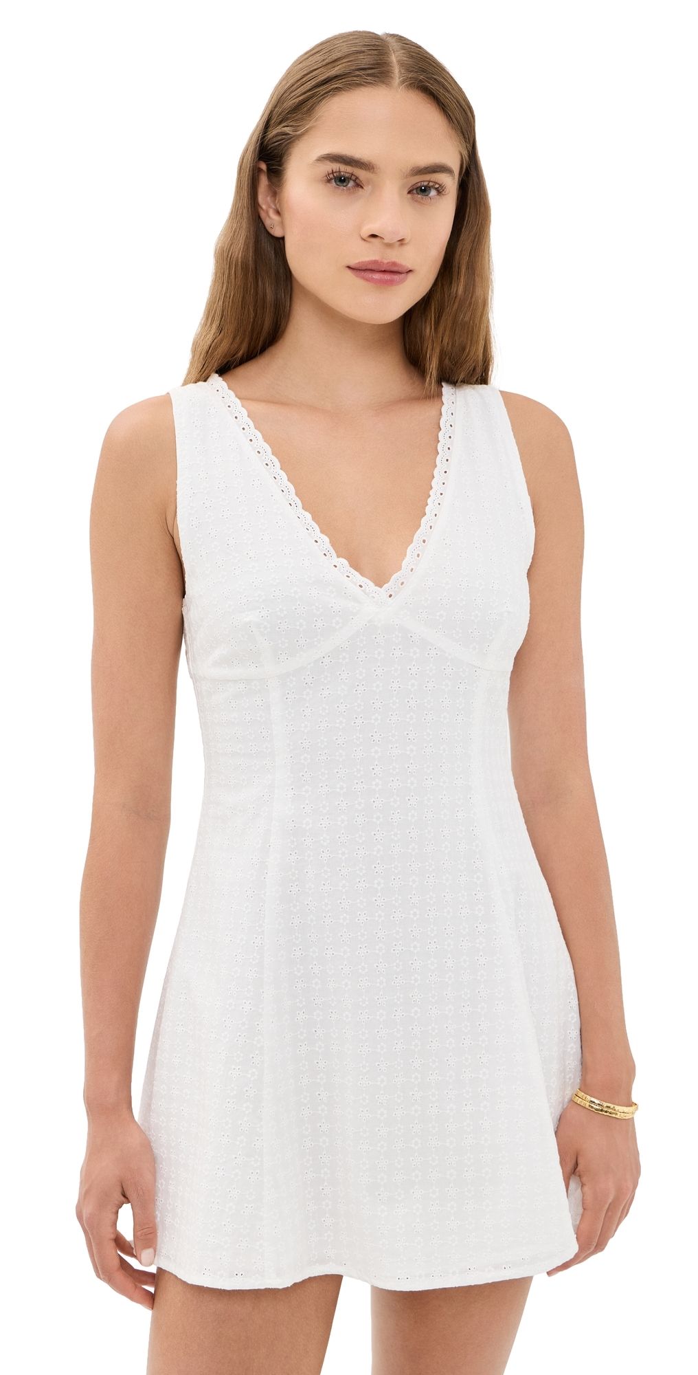 Good American The Eyelet Mini Dress White001 L