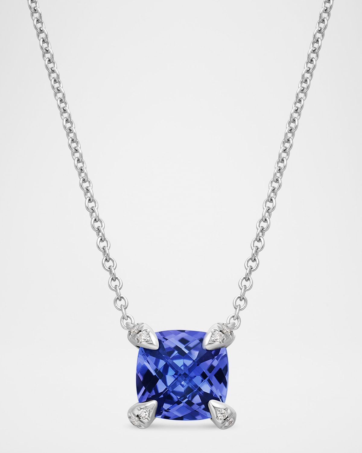 Petite Chatelaine Pendant Necklace with Diamonds in 18K White Gold