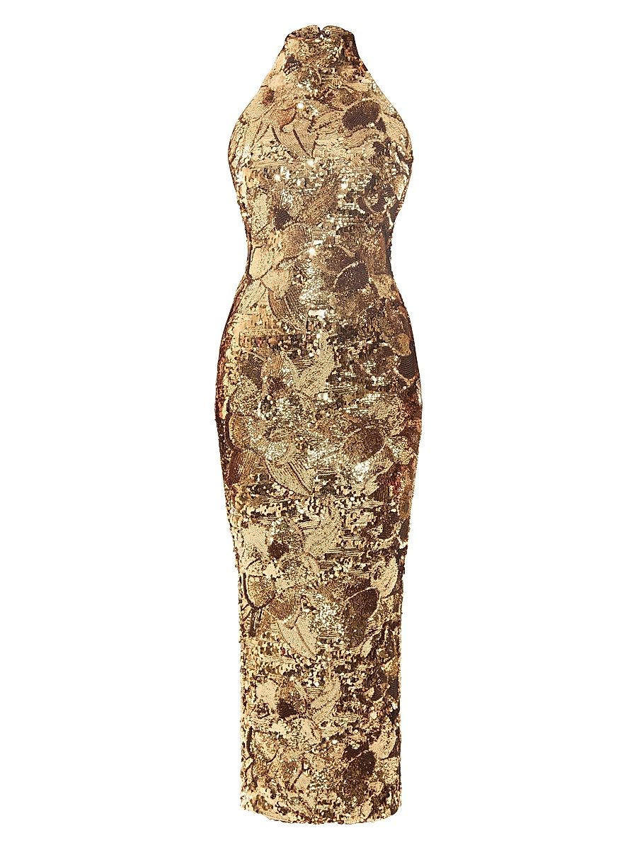Women's Florentine Sequin-Embellished Column Cocktail Dress - Gold - Size 12