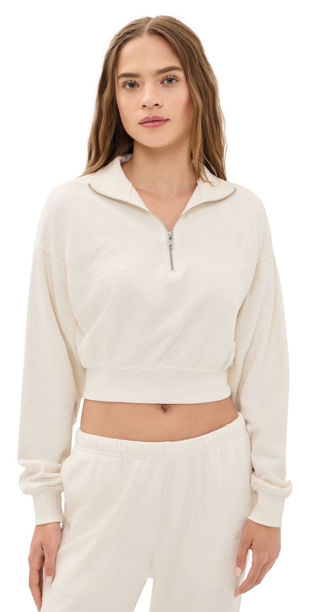 Éterne Cropped Half-Zip Sweatshirt Bone XS